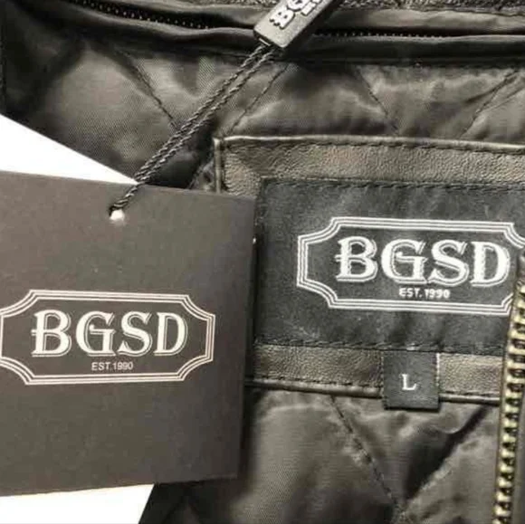 Men's BGSD Size Large Genuine Leather Bomber Jacket - Picture 4 of 7